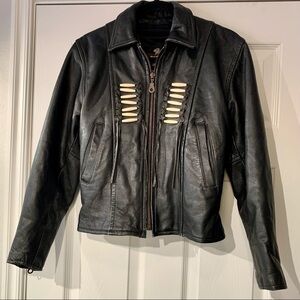 Force Leather Jacket Adult Size 6 Motorcycle Beaded Fringe Leather Vintage Women